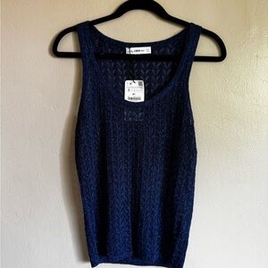 Zara Navy Blue Knit Tank Top